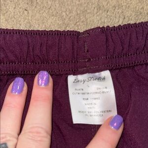 Purple Easy Stretch drawstring scrub pants